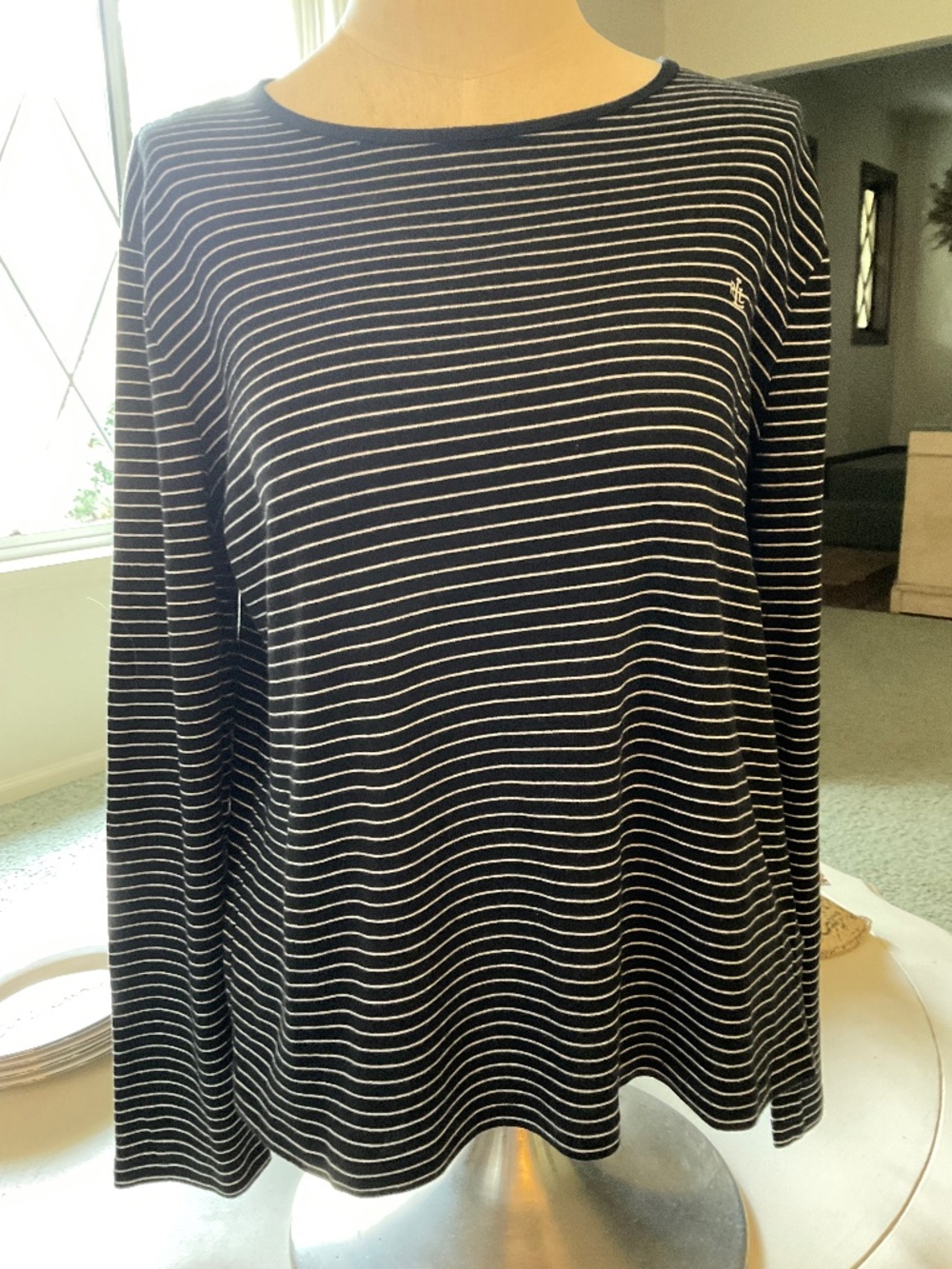 Ralph Lauren Black and White Stripped T Shirt, size XL